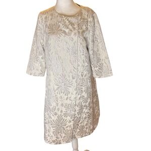 Lilly Pulitzer Sz 12 Ivory Metallic Floral Jacquard Topper Jacket Lined  Snap